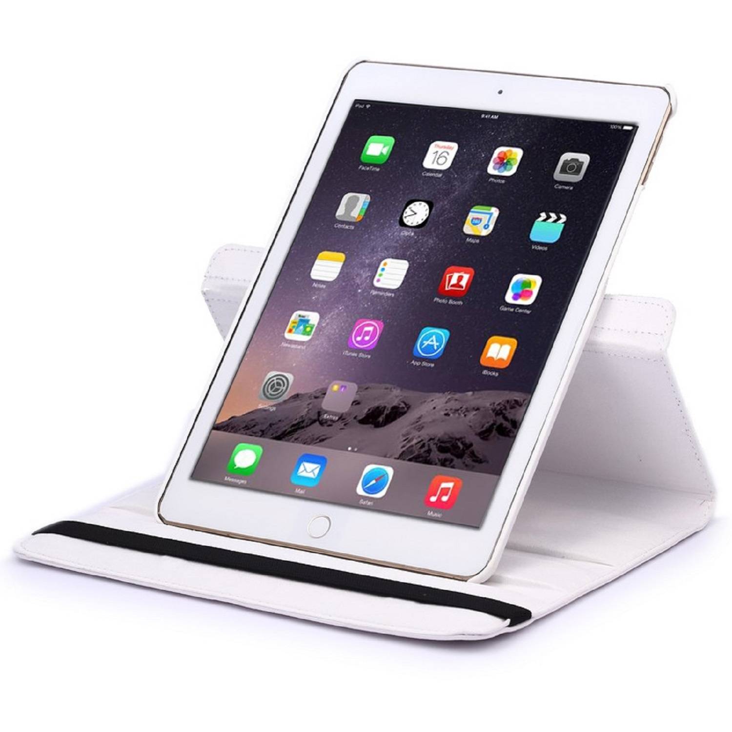 Schutzhülle für iPad Air 2 9.7 Tablet Hülle Schutz Tasche Case Cover Weiß 360 Grad drehbar Rotation Bumper
