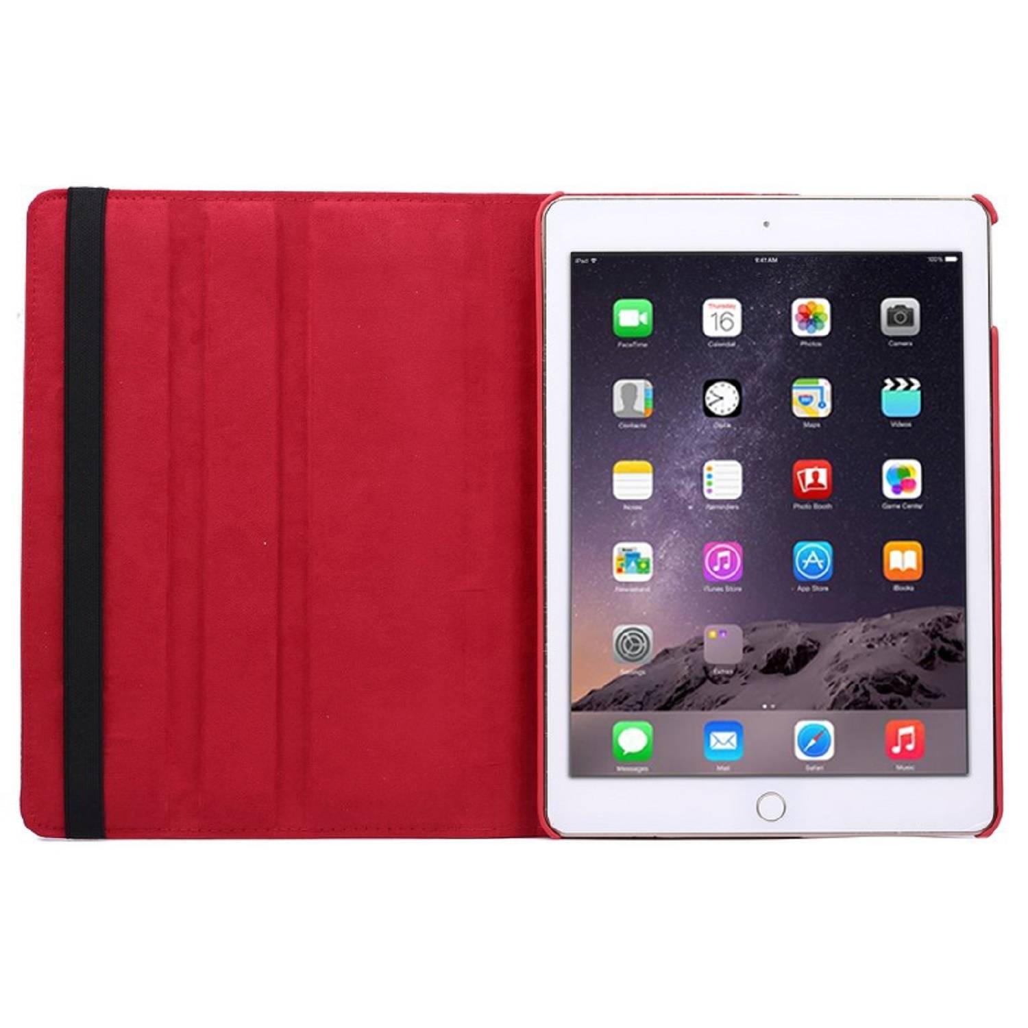 Schutzhülle für iPad Air 2 9.7 Tablet Hülle Schutz Tasche Case Cover Rot 360 Grad drehbar Rotation Bumper