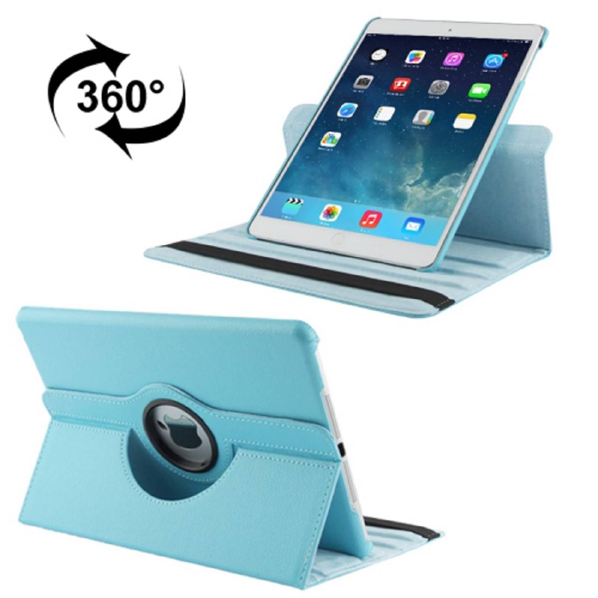 Schutzhülle für iPad Mini 1/2/3 Tablet Hülle Schutz Tasche Case Cover Türkis 360 Grad drehbar Rotation Bumper