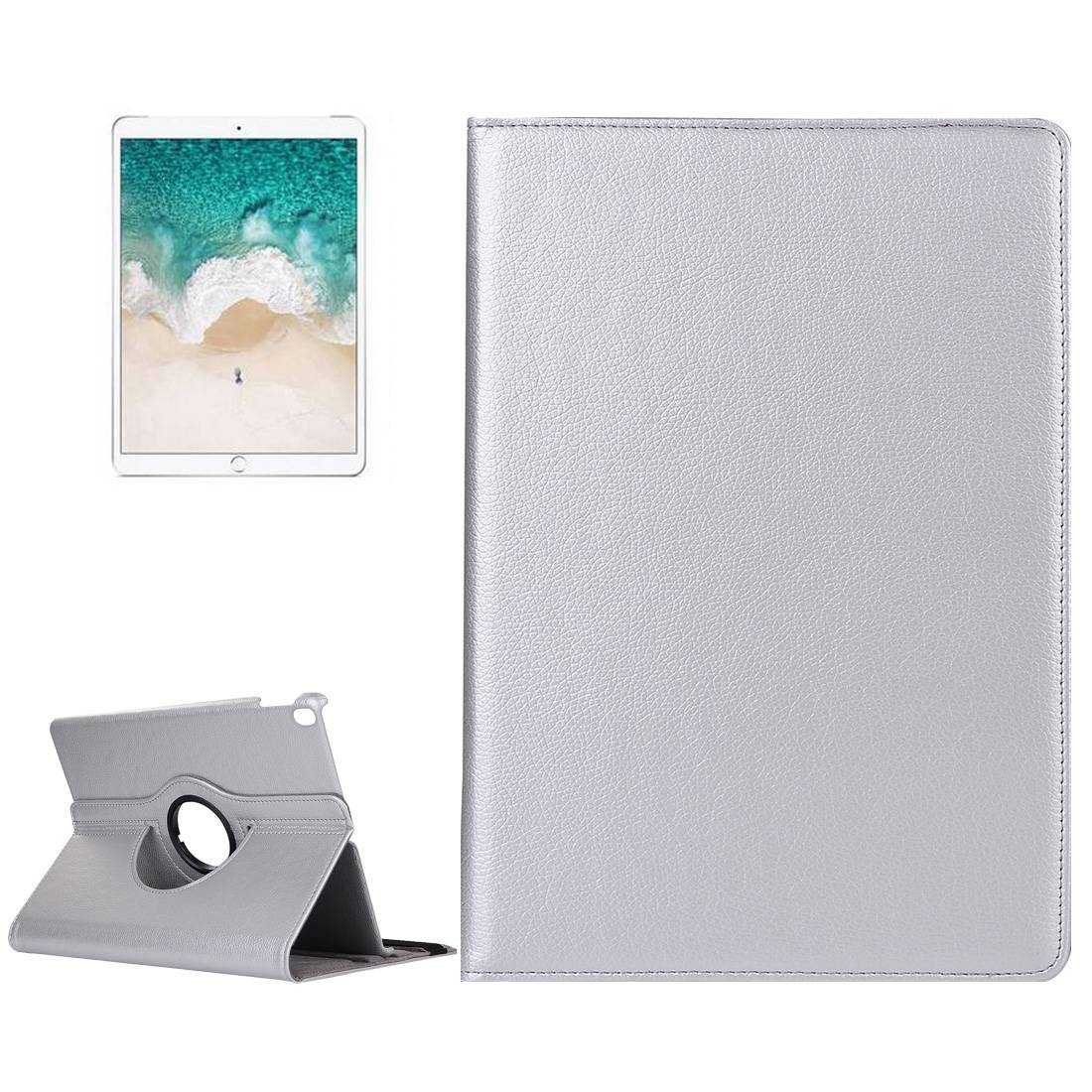 Schutzhülle für iPad Pro 10.5 Tablet Hülle Schutz Tasche Case Cover Silber 360 Grad drehbar Rotation Bumper
