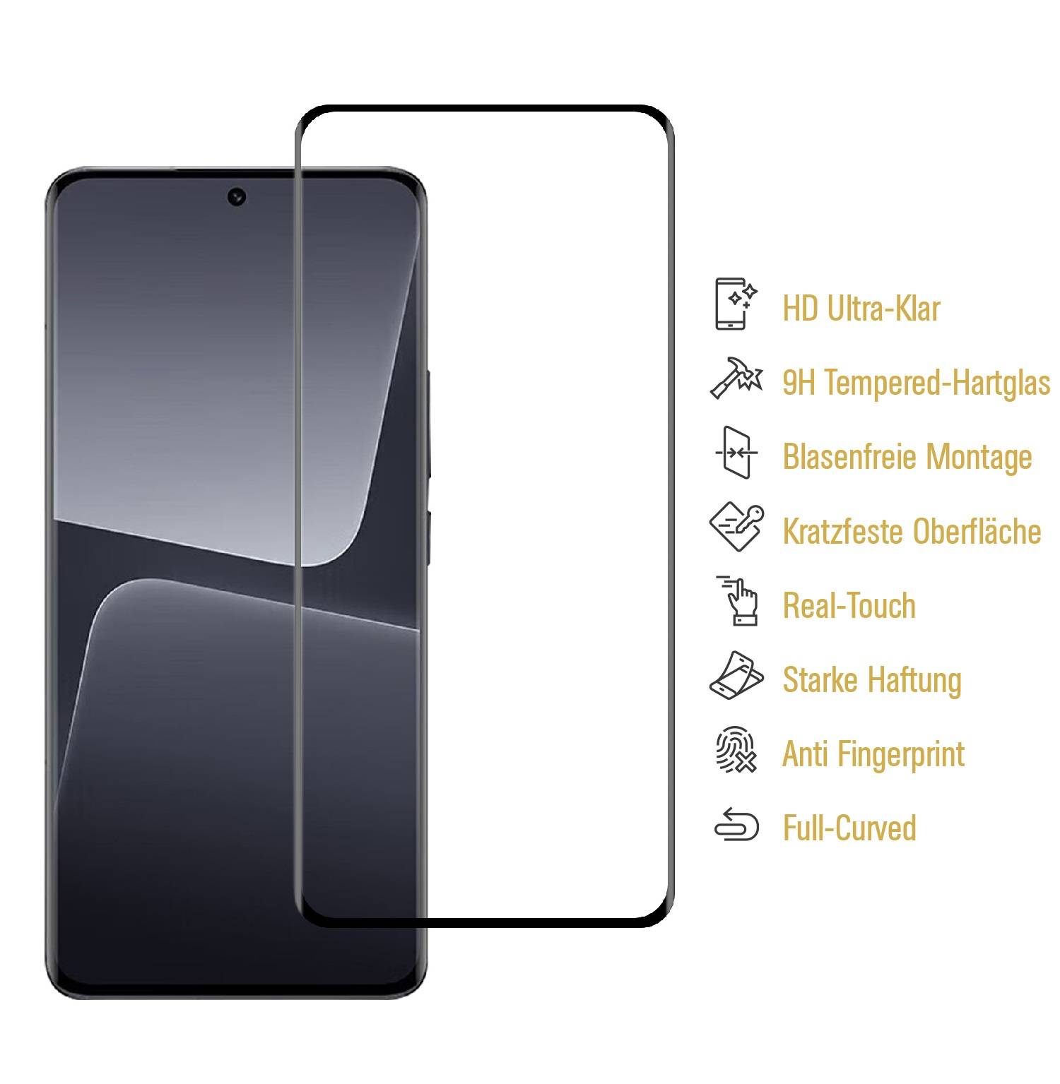 3x 9H Panzerglas für Xiaomi 13T/ 13T Pro FULL COVER 3D KLAR Displayschutz Schutzglas echtes Tempered Glass Schutzfolie Panzerfolie Screen-Protector