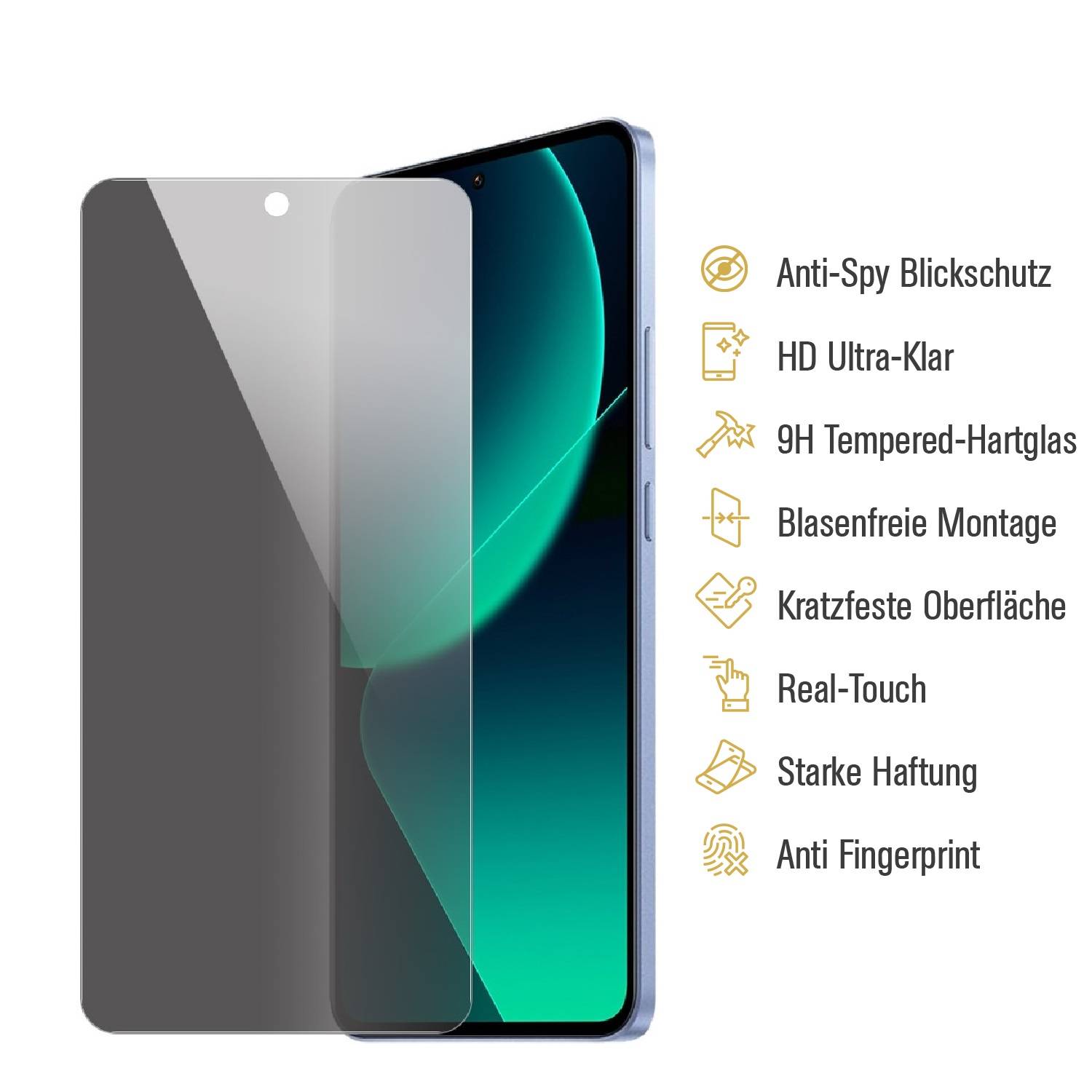 Kopie von 1x 9H Panzerhartglas für Xiaomi 13T/ 13T Pro ANTI-SPY Privacy Displayschutz Panzerfolie Schutzfolie Hartglas Schutzglas Displayglas