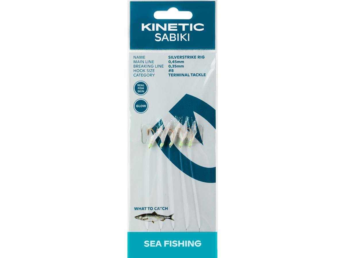 Kinetic Sabiki SilverStrike #8 Fishskin/Flash Heringsvorfach Heringssystem