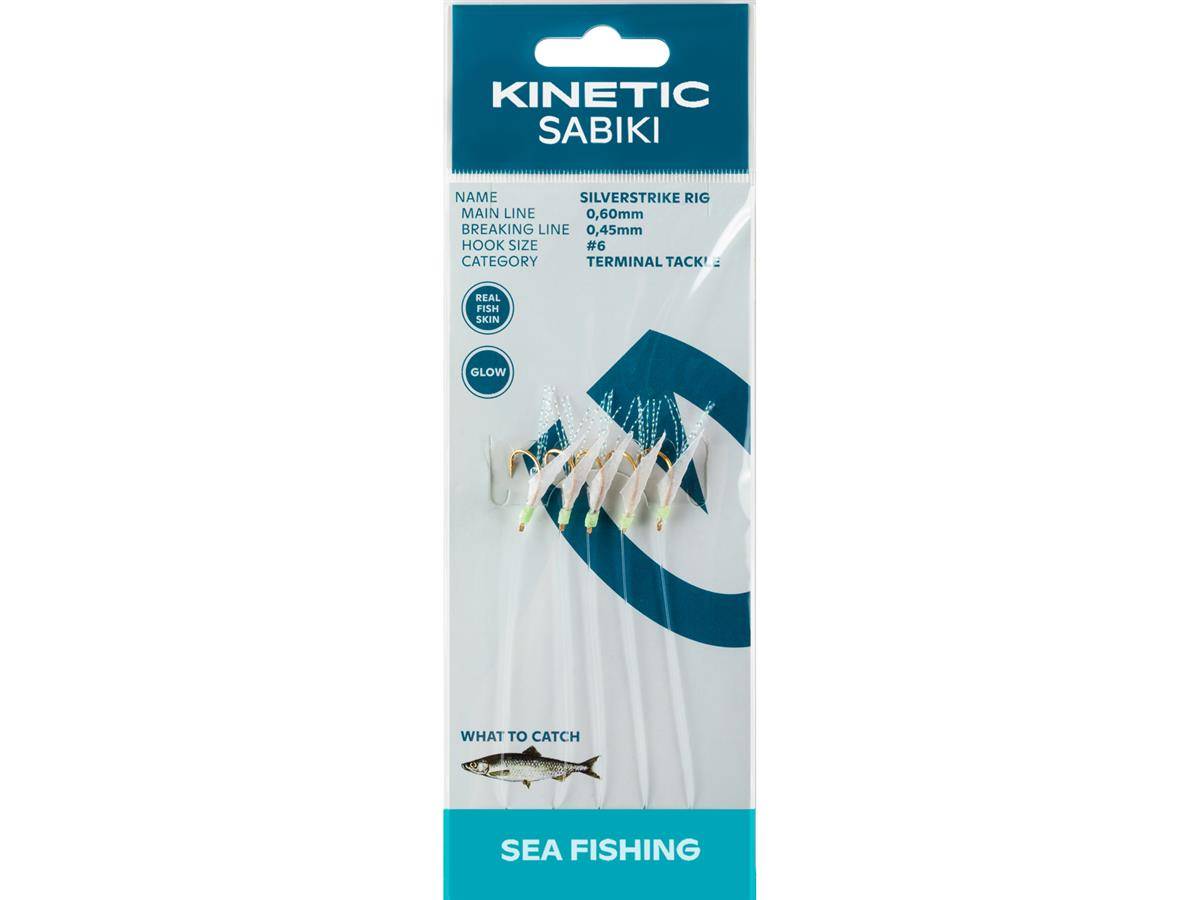 Kinetic Sabiki SilverStrike #6 Fishskin/Flash Heringsvorfach Heringssystem