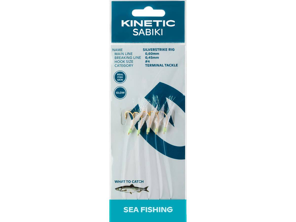 Kinetic Sabiki SilverStrike #4 Fishskin/Flash Heringsvorfach Heringssystem