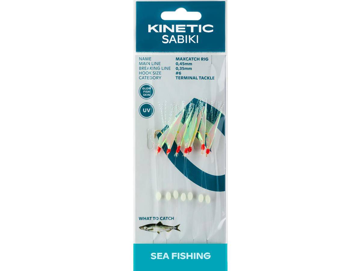 Kinetic Sabiki MaxCatch #6 Glow Fishskin/Mix Heringsvorfach Heringssystem