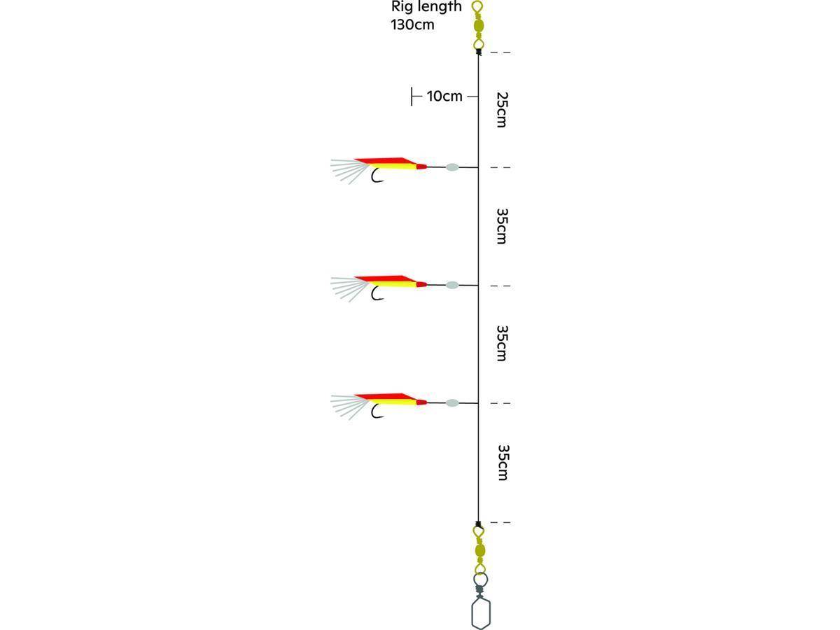 Kinetic Sabiki Mini Makk #5/0 Red/Silver Seelachs Dorsch Köhler Vorfach