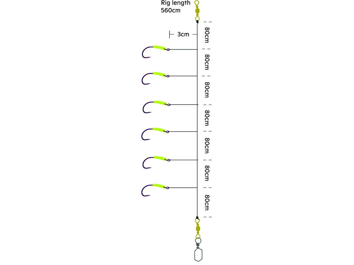 Kinetic Sabiki Red Perch #2/0 Green/Glow Rotbarsch System Rig Vorfach