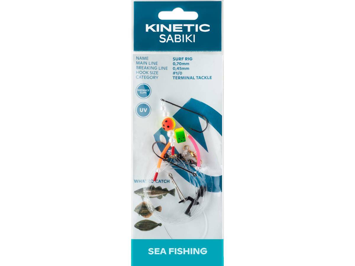 Kinetic Sabiki Surf #1/0 Fire Tiger/Pearl Plattfisch Scholle Flunder Vorfach Rig system