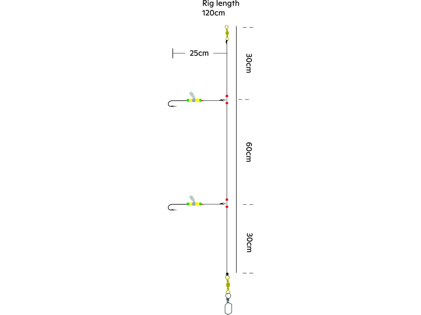 Kinetic Sabiki Advanced 360 #1/0 Yellow/Green Plattfisch Scholle Flunder Vorfach Rig system