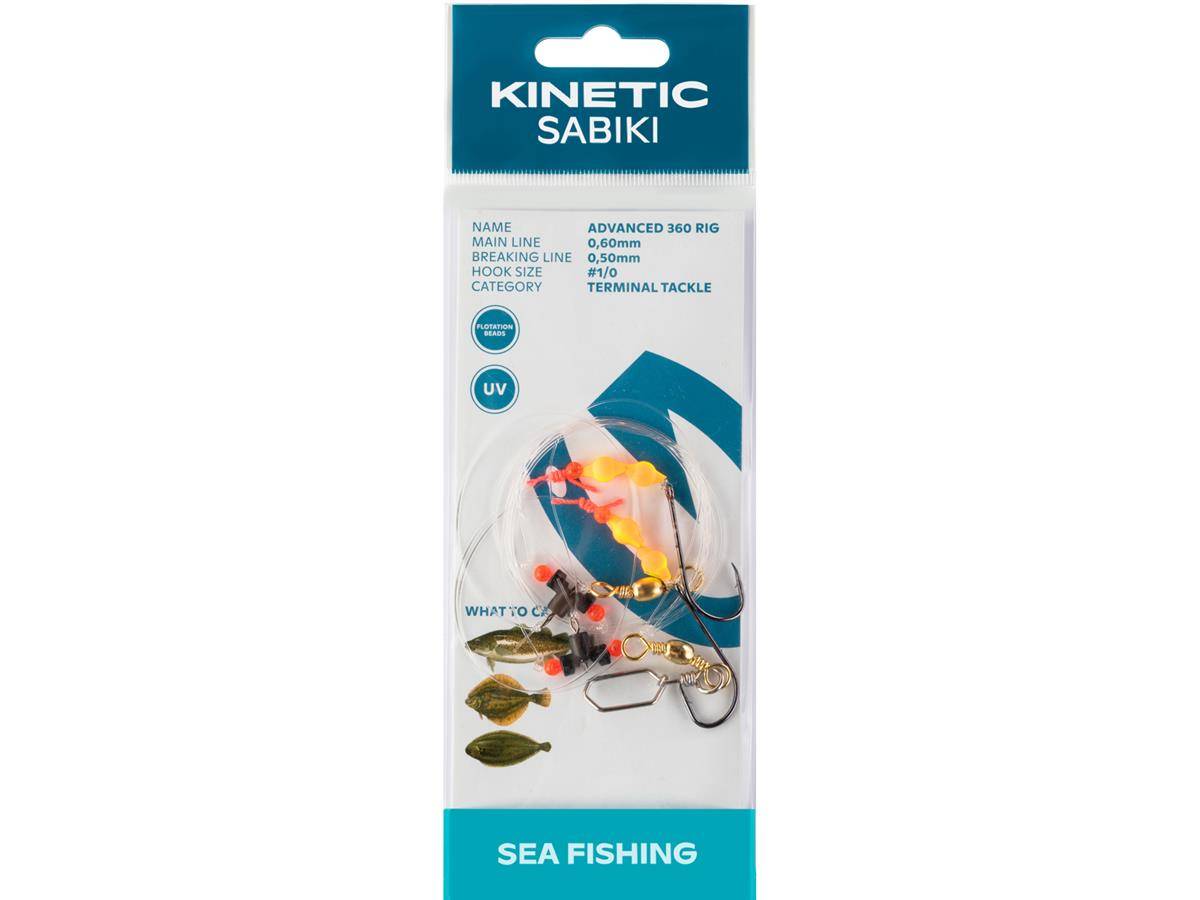 Kinetic Sabiki Advanced 360 #1/0 Yellow/Orange Plattfisch Scholle Flunder Vorfach Rig system