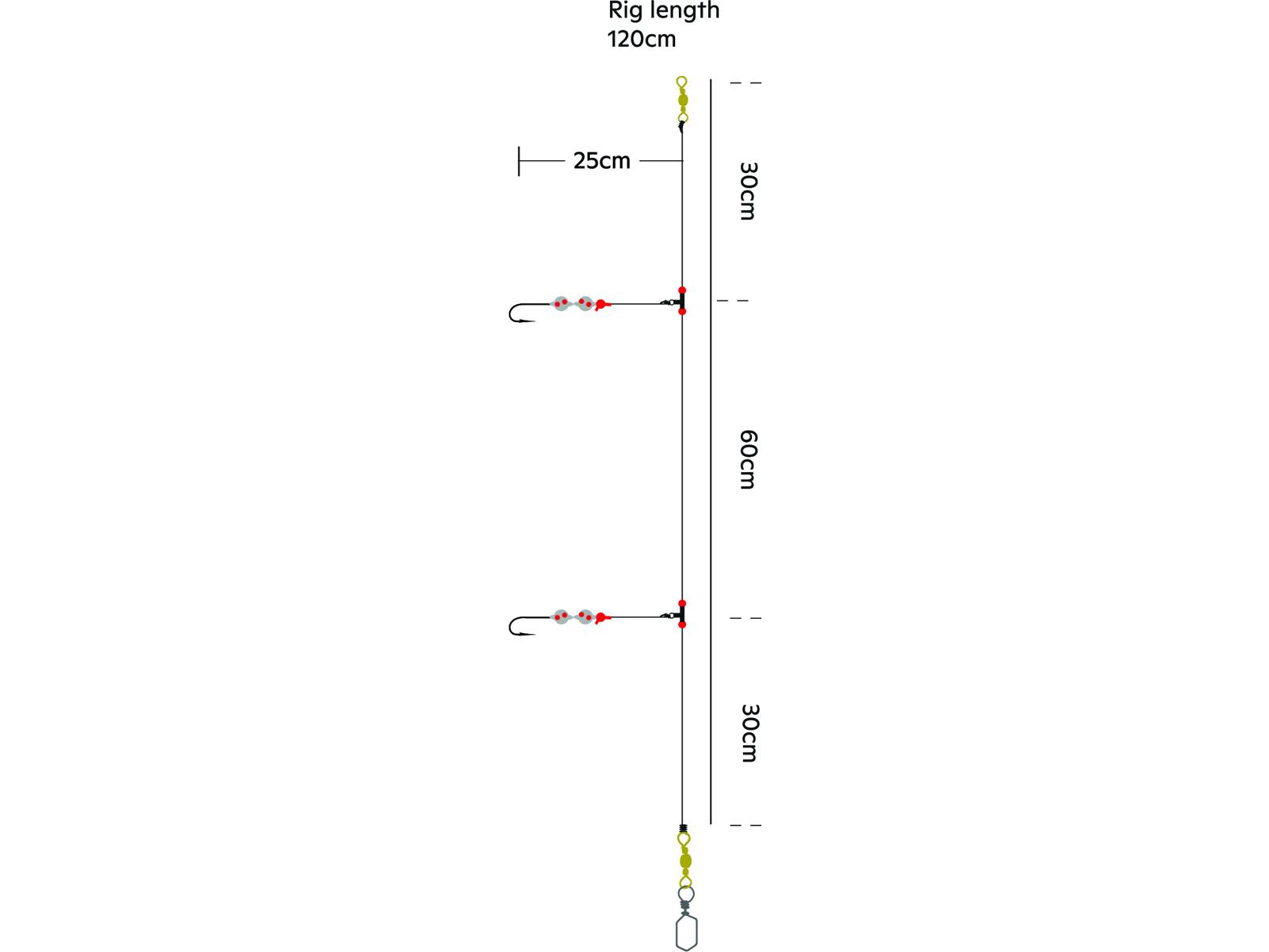 Kinetic Sabiki Advanced 360 #1/0 Yellow/Orange Plattfisch Scholle Flunder Vorfach Rig system