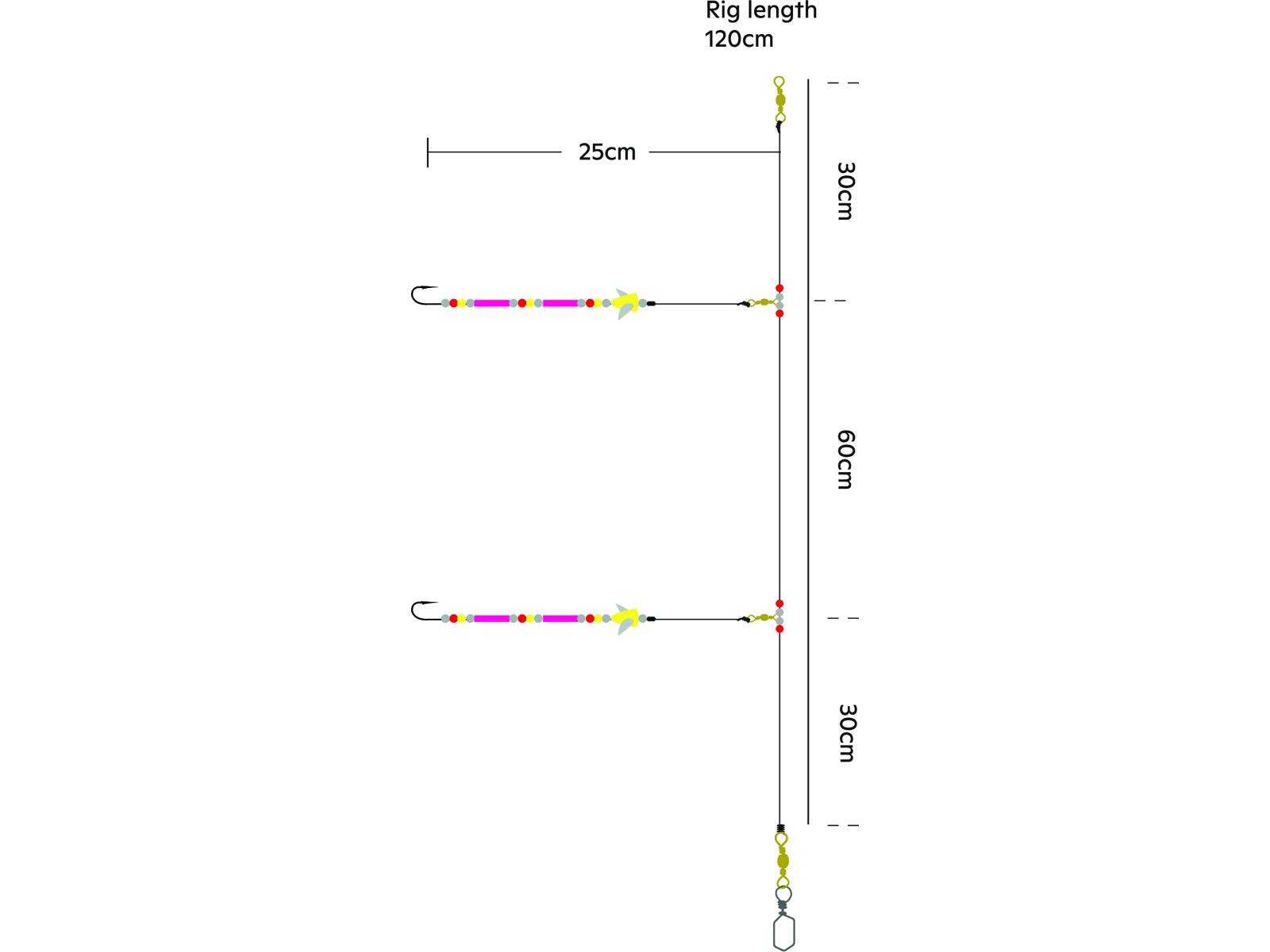 Kinetic Sabiki Tournament Spin&Turn #1 Fire Tiger/Glow Plattfisch Scholle Flunder Vorfach Rig system