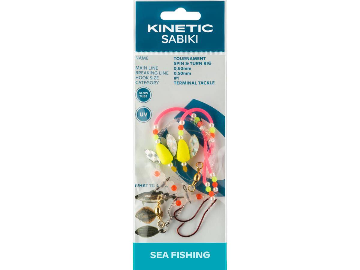 Kinetic Sabiki Tournament Spin&Turn #1 Chartreuse/Pink Plattfisch Scholle Flunder Vorfach Rig system