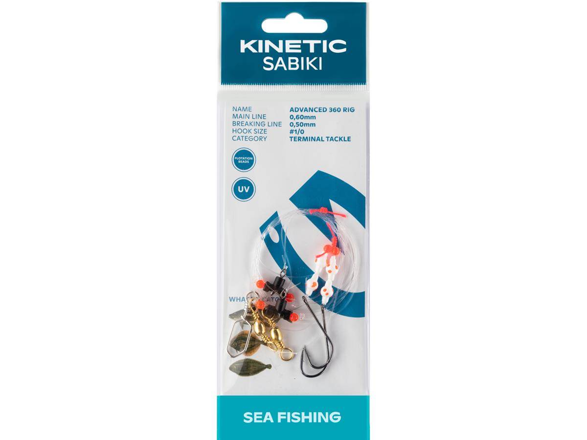 Kinetic Sabiki Advanced 360 #1/0 White/Red Dots Plattfisch Scholle Flunder Vorfach Rig system