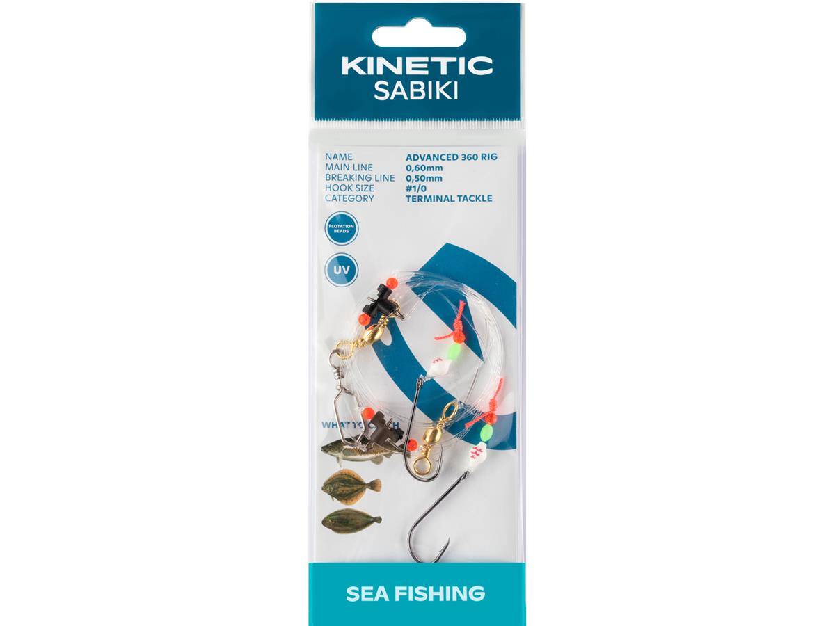 Kinetic Sabiki Advanced 360 #1/0 White Glow/ Red Stripes Plattfisch Scholle Flunder Vorfach Rig system