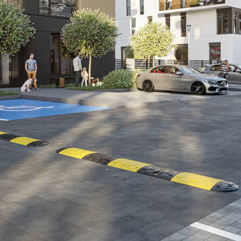 Tempo-Stopp-Schwelle, Anfangsstück, gelb, Gummi, 1,7 kg, 400x250x50mm