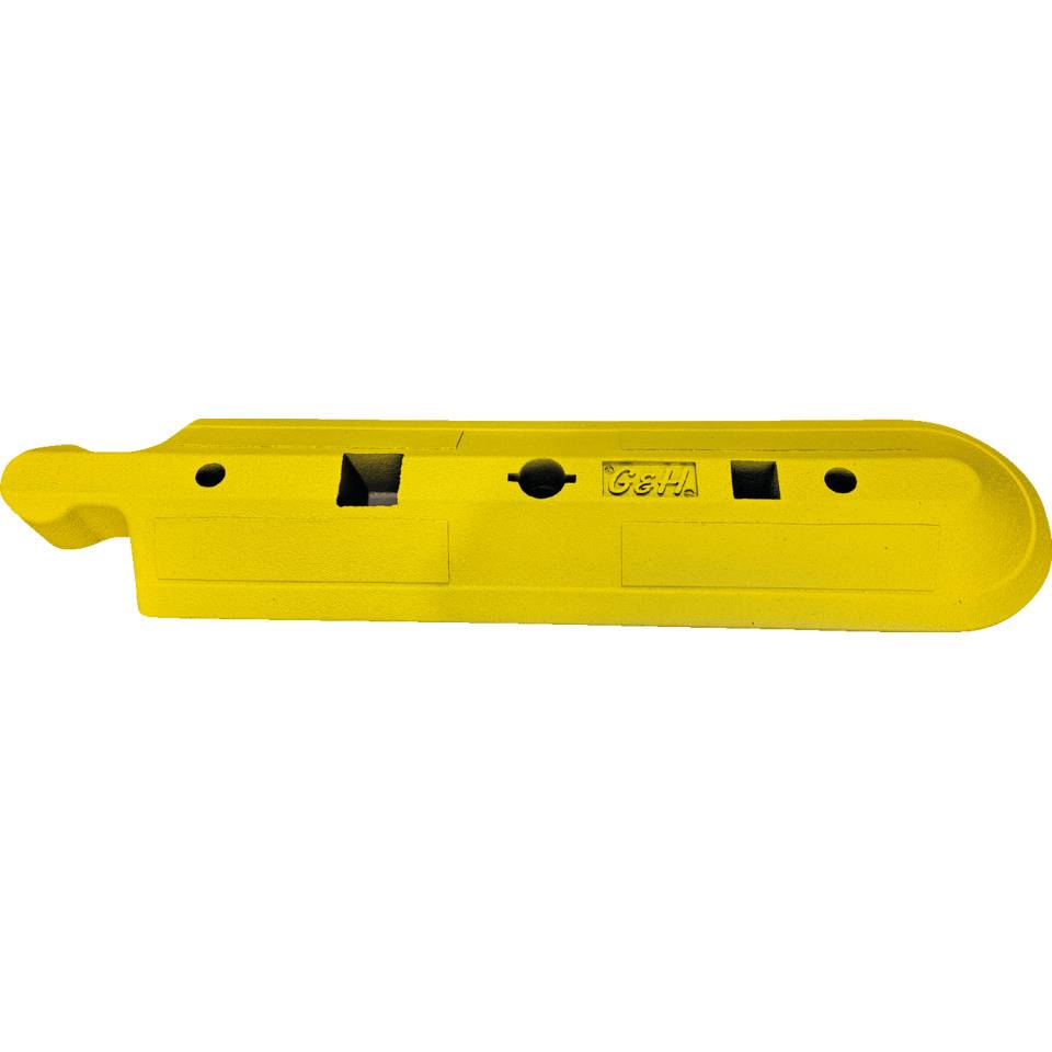 Road separator, Anfangsstück mit Nase, gelb, Gummi, 13,5kg, 1130x240x80mm