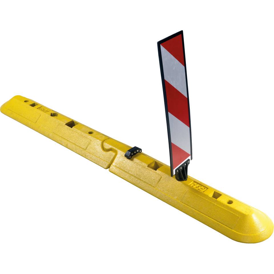 Road separator, Anfangsstück mit Nase, gelb, Gummi, 13,5kg, 1130x240x80mm