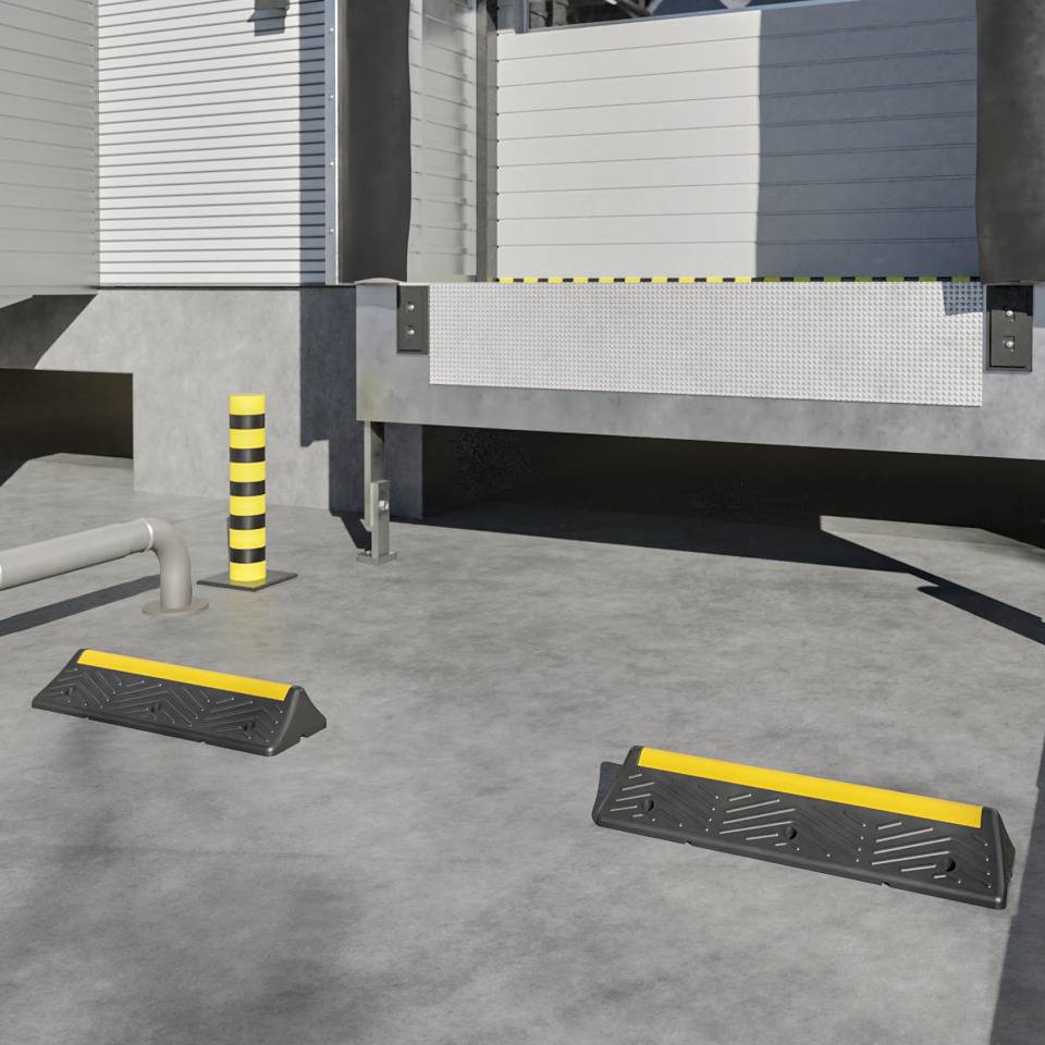 Truck Stopper,hervorrag.Sichtbarkeit,gelb/schwarz,Gummi,24,5kg,1000x300x150mm