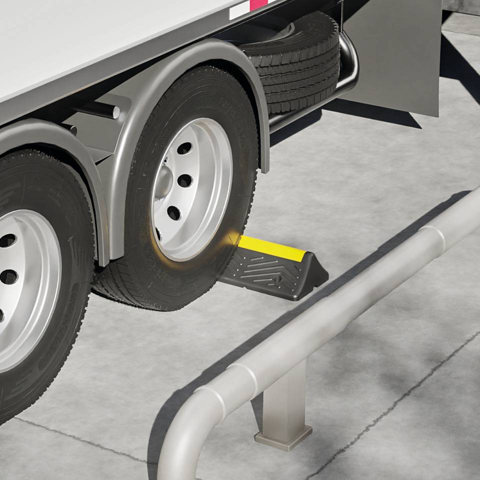 Truck Stopper,hervorrag.Sichtbarkeit,gelb/schwarz,Gummi,24,5kg,1000x300x150mm