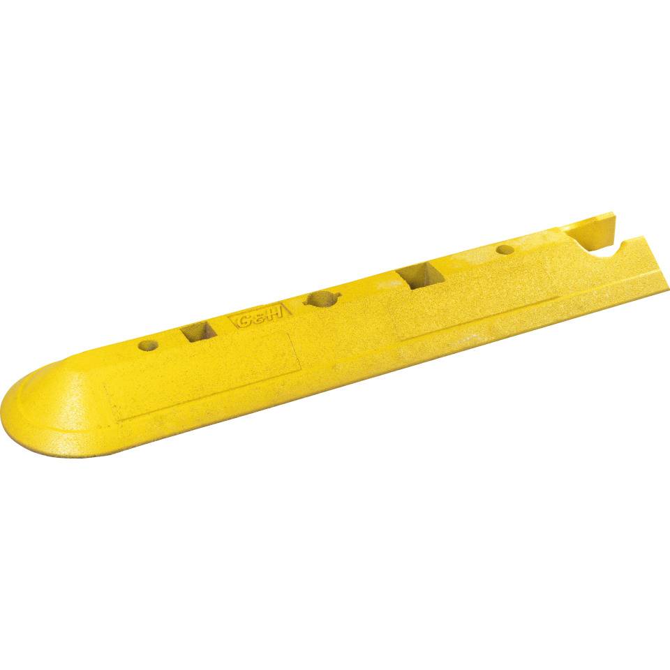 Road separator, Endstück ohne Nase, gelb, Gummi, 13,5kg, 1130x240x80mm