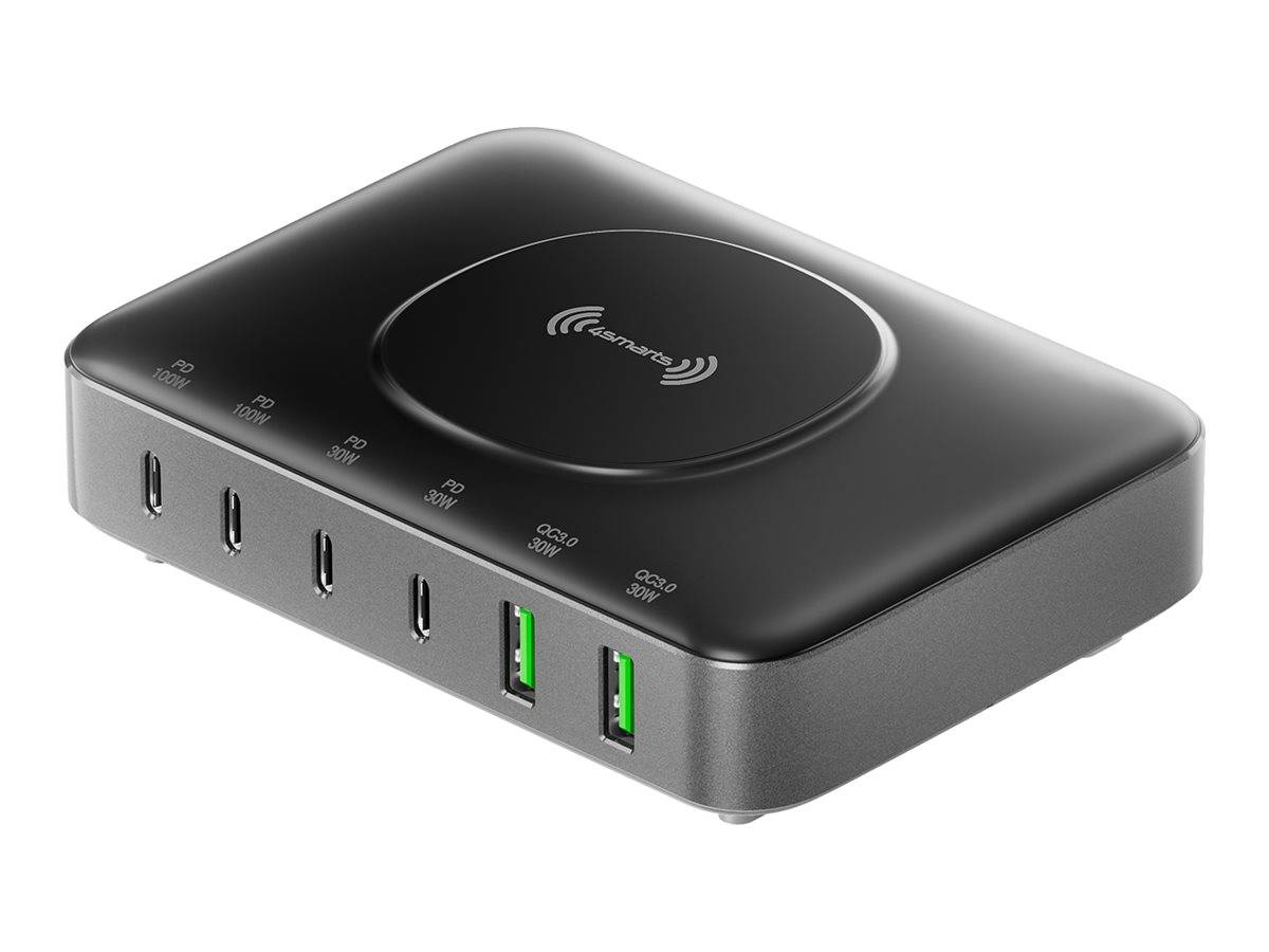 4smarts Ladestation - 7-in-1 - 100 Watt - 5 A - PD/PPS, PD 3.0, QC 3.0, HiSilicon Fast Charging, AFC - 6 Ausgabeanschlu