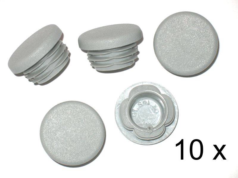 10 Stück - Lamellenstopfen Rundrohrstopfen Ø30 mm (Außen) Stopfen GRAU