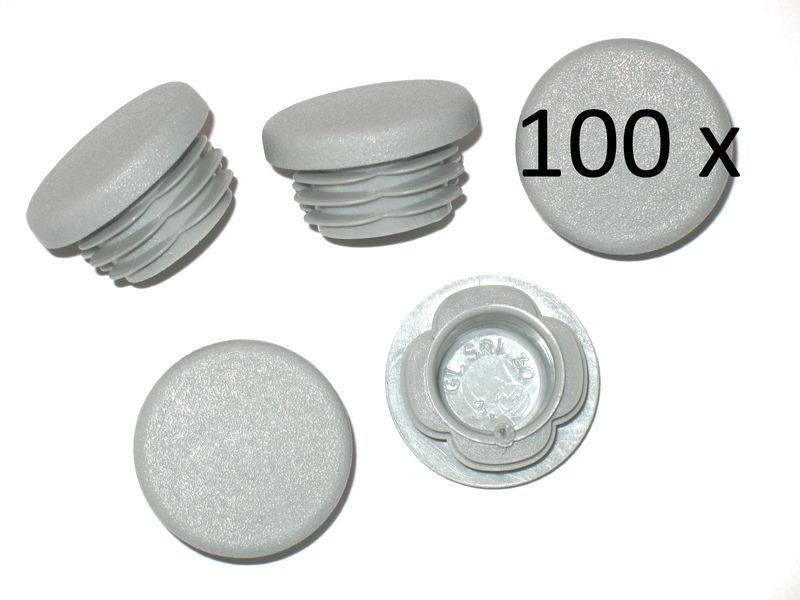 100 Stück - Lamellenstopfen Rundrohrstopfen Ø30 mm (Außen) Stopfen GRAU