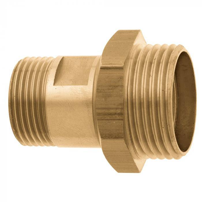 GEKA® plus Gewindenippel - mit Außengewinde - 360 drehbar - Messing - Außengewinde 1 16,66 mm - G 3/8 - Außengewinde 2 20,95 mm - G 1/2 - Sechskan