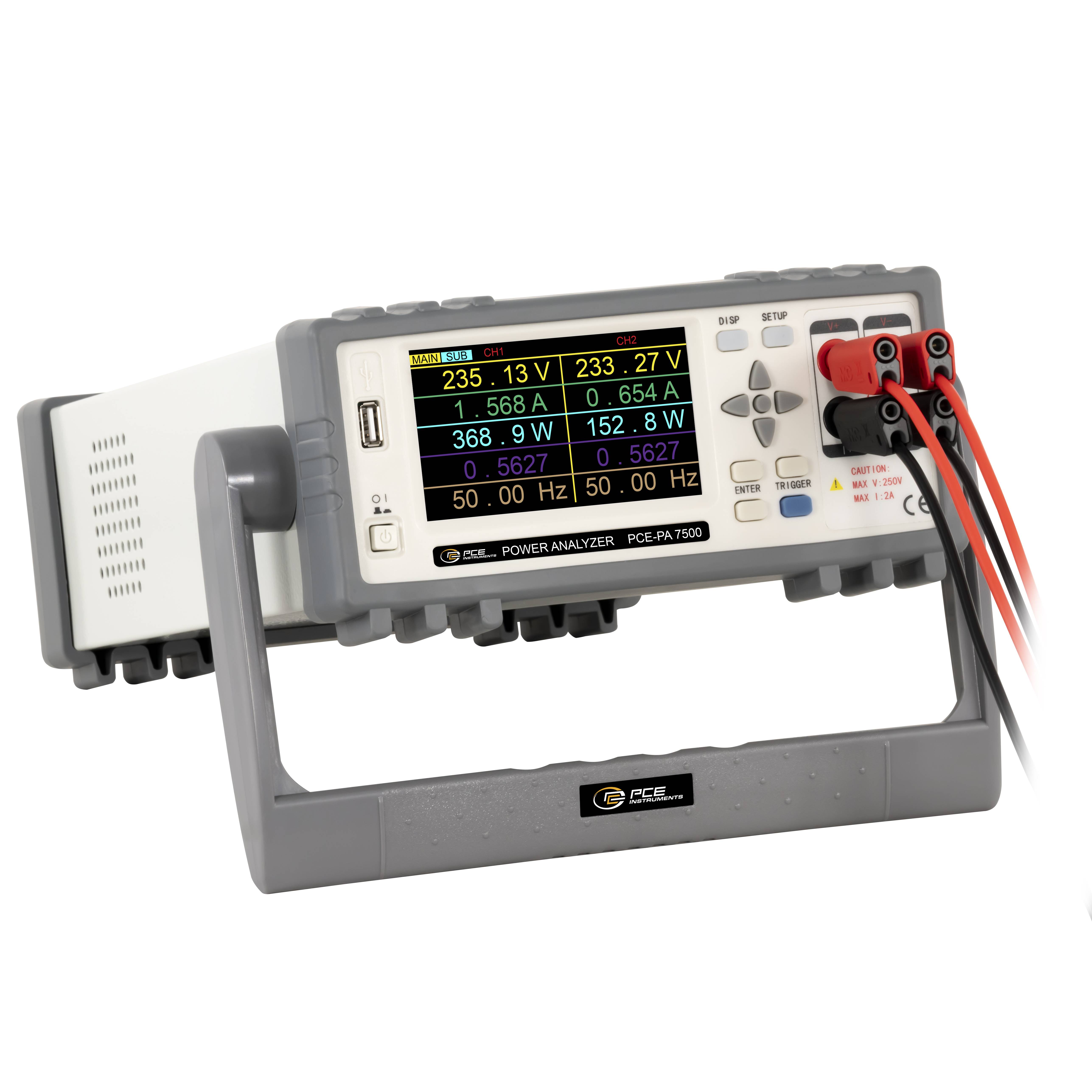 PCE Instruments Leistungsmessgerät PCE-PA 7500 inkl. Sicherheitsmessleistungen |2 Eingangskanäle |IP20 |Messung 5000 W