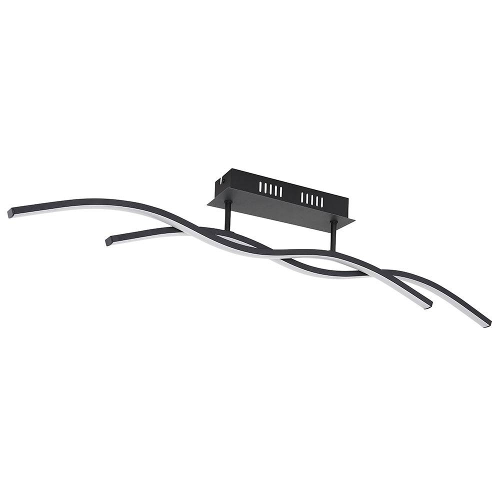 Deckenleuchte Designlampe Wohnzimmer LED Deckenlampe Schlafzimmer, schwarz graphit, 20W 1130lm warmweiß, LxH 88 x 15,5 cm