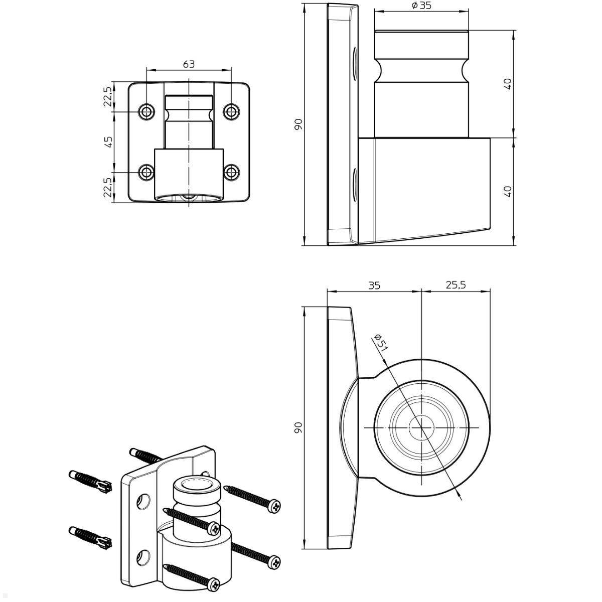 Novus Clu Plus Zubehör Wandhalterung Adapter (899+0089+000), silber