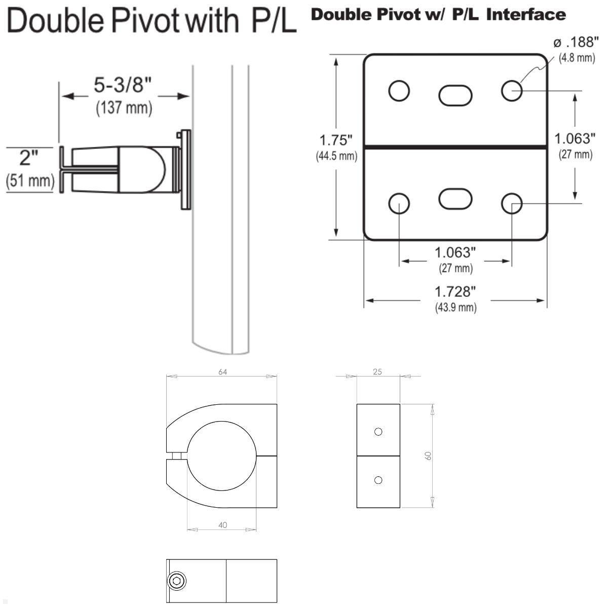 Ergotron Serie 100 Double Monitorhalterung für Rohre / Säulen 36-40 mm