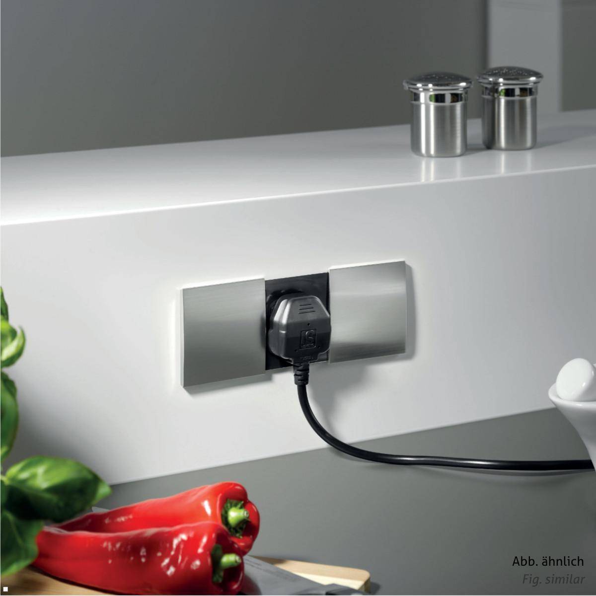 Bachmann DUE Steckdose, USB-Charger A/C, Deckel, Edelstahl (929.227DE)