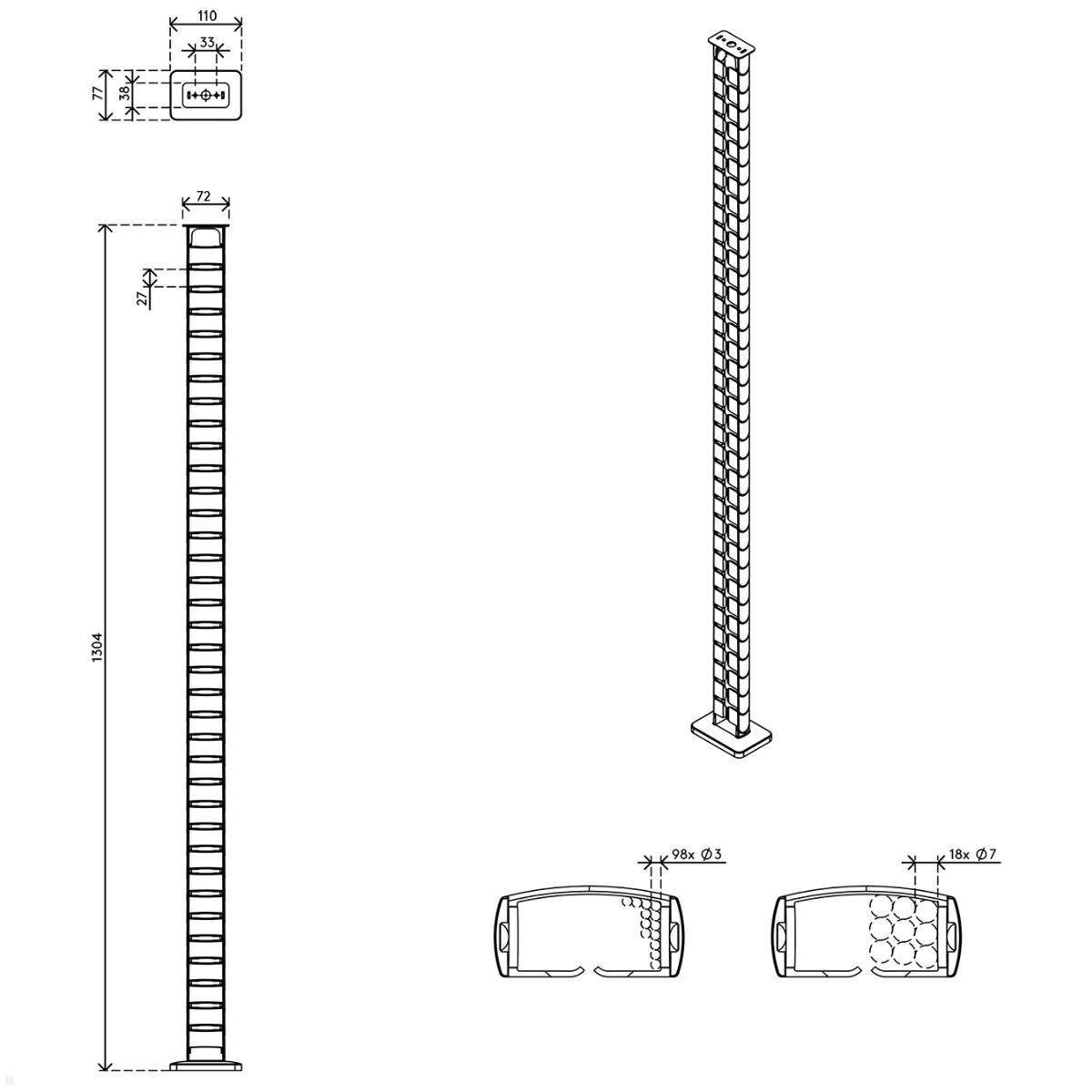 Dataflex Addit Kabelführung/Kabelwurm für Steh-Sitz Tisch 130 cm, grün (34.479)