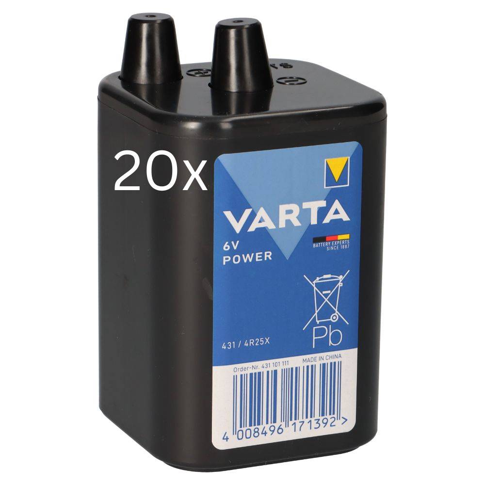 20x Varta 431 4R25X Batterie 6V 8,5Ah – passend für Baustellenleuchten, Warnlampen & Sicherungstechnik