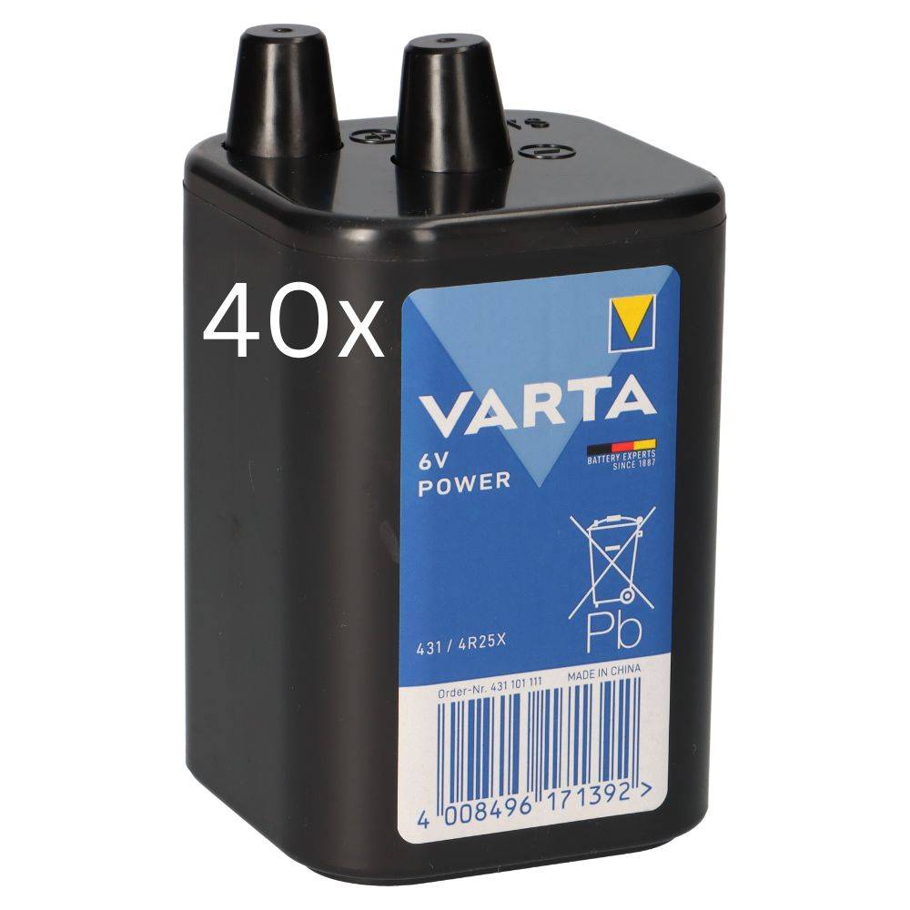 40x Varta 431 4R25X Batterie 6V 8,5Ah – passend für Baustellenleuchten, Warnlampen & Sicherungstechnik