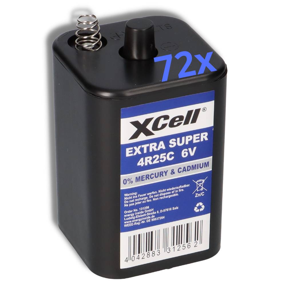 72x XCell 4R25C Blockbatterie 6V 9,5Ah – passend für Baustellenleuchten, Warnlampen & Weidezaun
