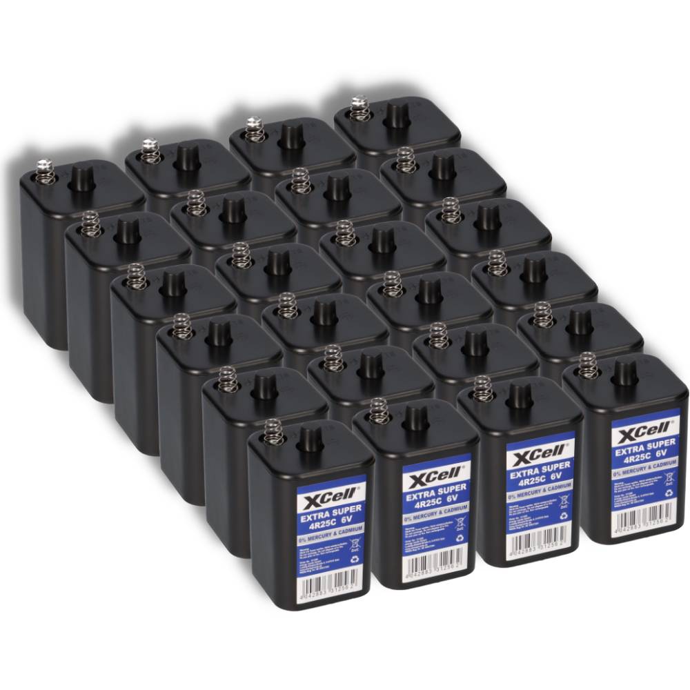 24x XCell 4R25C Blockbatterie 6V 9,5Ah – passend für Baustellenleuchten, Warnlampen & Weidezaun