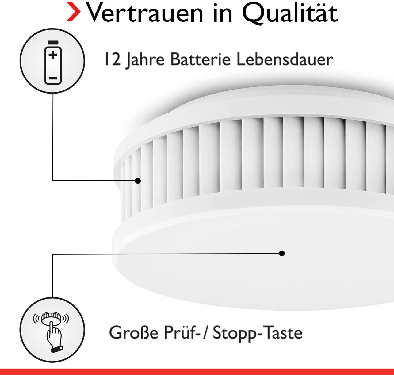 Pyrexx PX-1 Rauchwarnmelder - 9 Stück - 12 Jahre Batterie mit Magnet-Halterung ohne Bohren und LED-Blinken, Zertifiziert nach Q-Label, Weiß