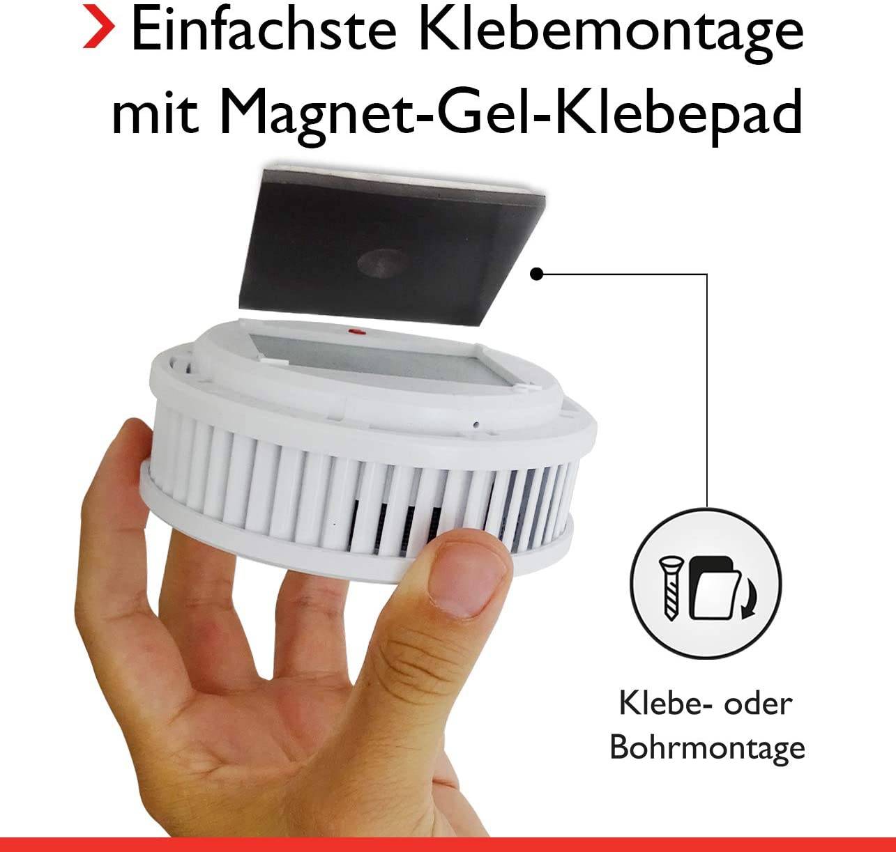 Pyrexx PX-1 Rauchwarnmelder - 7 Stück - 12 Jahre Batterie mit Magnet-Halterung ohne Bohren und LED-Blinken, Zertifiziert nach Q-Label, Weiß