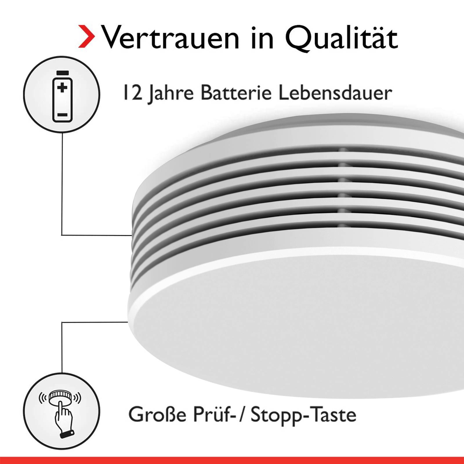 Pyrexx XSD100 Rauchwarnmelder - 6 Stück - 12 Jahre Batterie mit Magnet-Halterung ohne Bohren und LED-Blinken, Zertifiziert nach Q-Label, Weiß