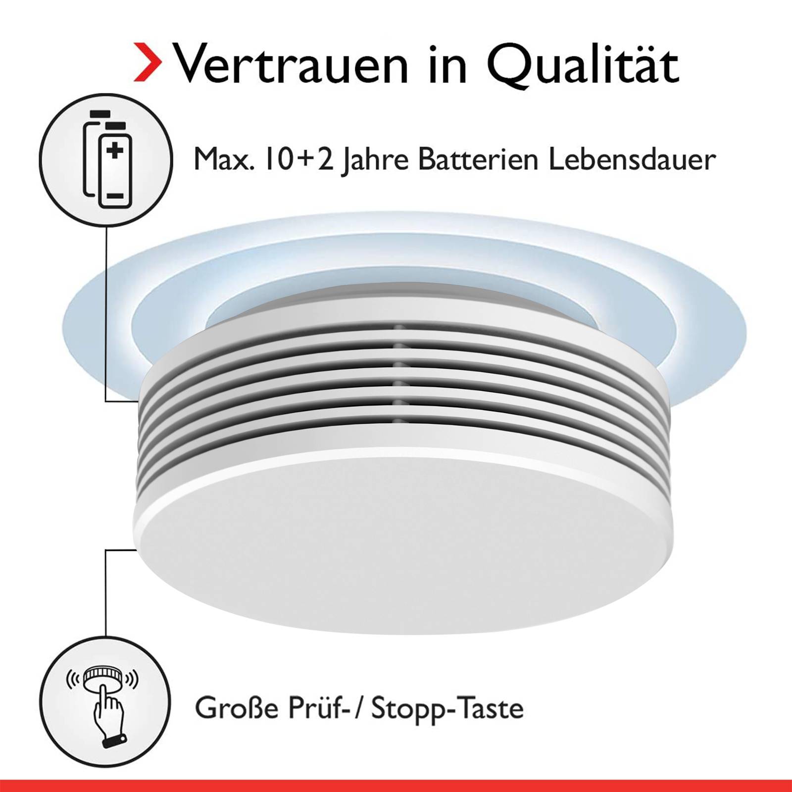 Pyrexx XSD200 Funk - Rauchwarnmelder - 5 Stück - 12 Jahre Batterie mit Magnet-Halterung ohne Bohren und LED-Blinken, Zertifiziert nach Q-Label, Weiß
