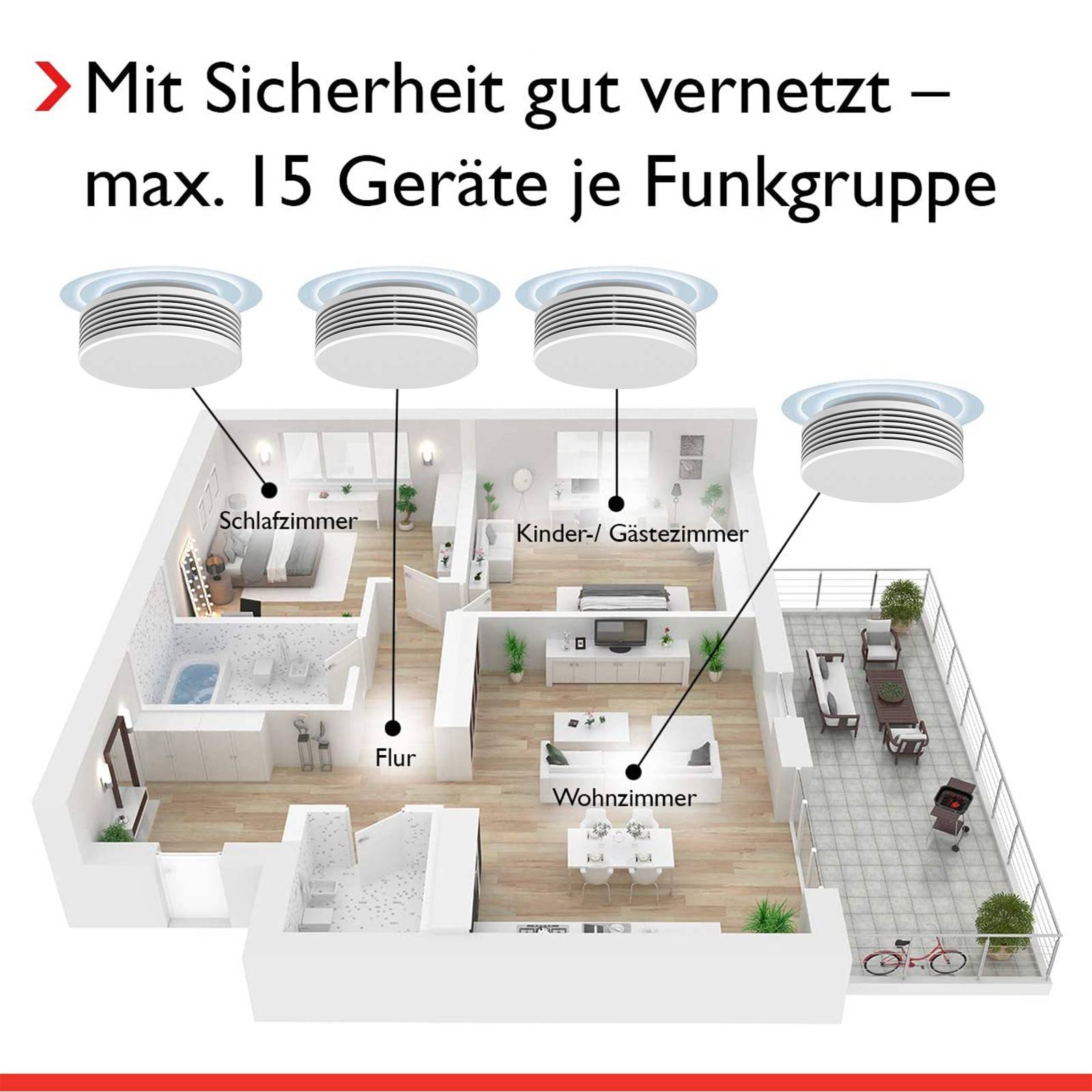 Pyrexx XSD200 Funk - Rauchwarnmelder - 3 Stück - 12 Jahre Batterie mit Magnet-Halterung ohne Bohren und LED-Blinken, Zertifiziert nach Q-Label, Weiß