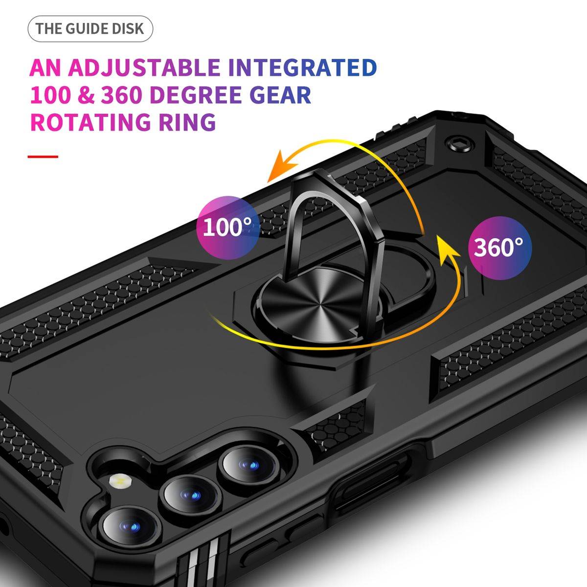 Für Samsung Galaxy A15 Armor Magnet Ring Cover Handy Hülle Schwarz