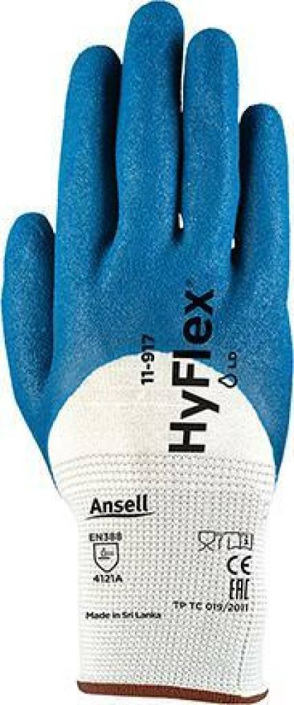 Montagehandschuh HyFlex 11-917Zulassung/Norm EN 3882016 EN3882003 4.1.2.1.Eigenschaften Hohe Flexibilität und Fingerbeweglichkeit Abriebfest