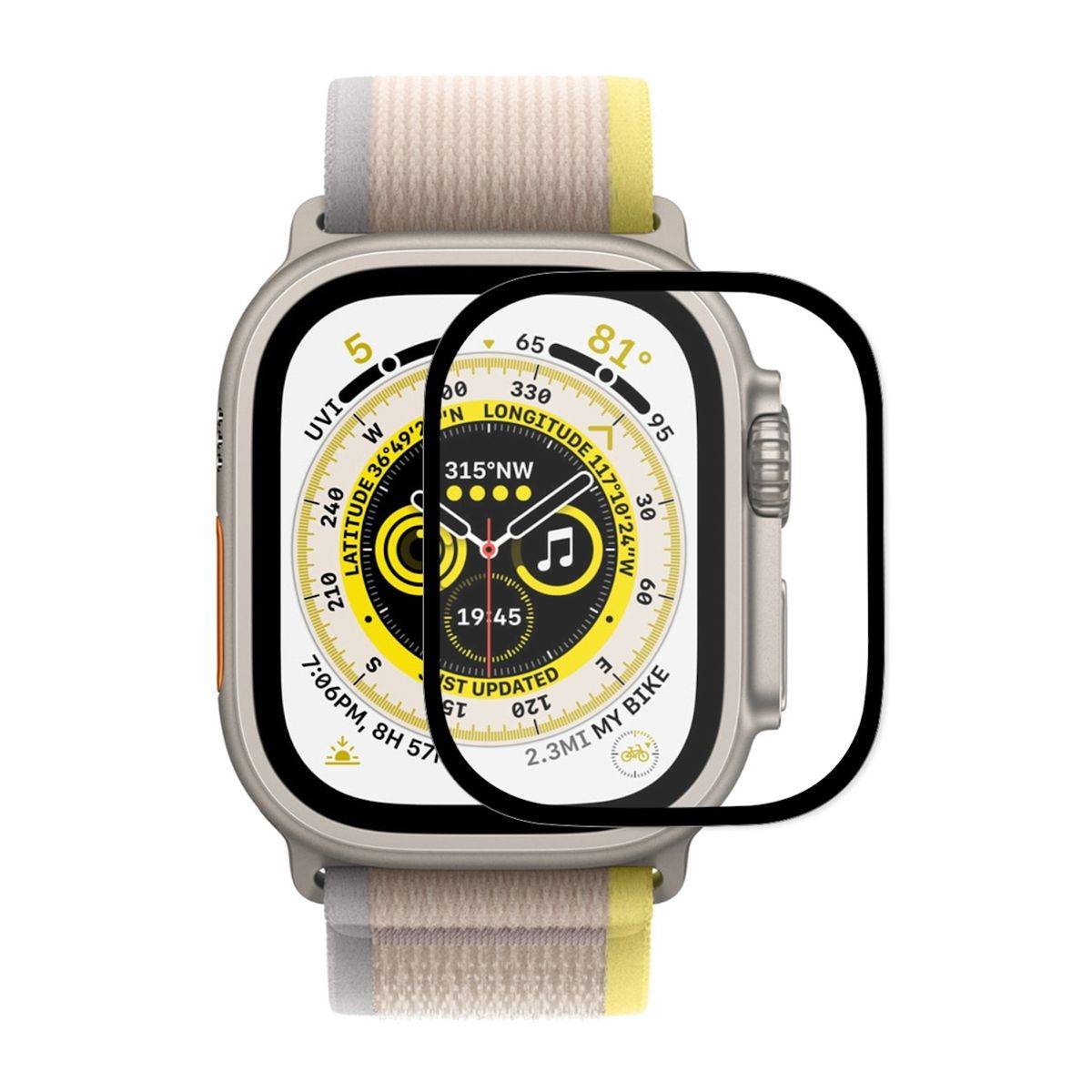 Für Apple Watch Ultra 1 + 2 49mm 3D 0,3mm H9 Hart Glas Transparent