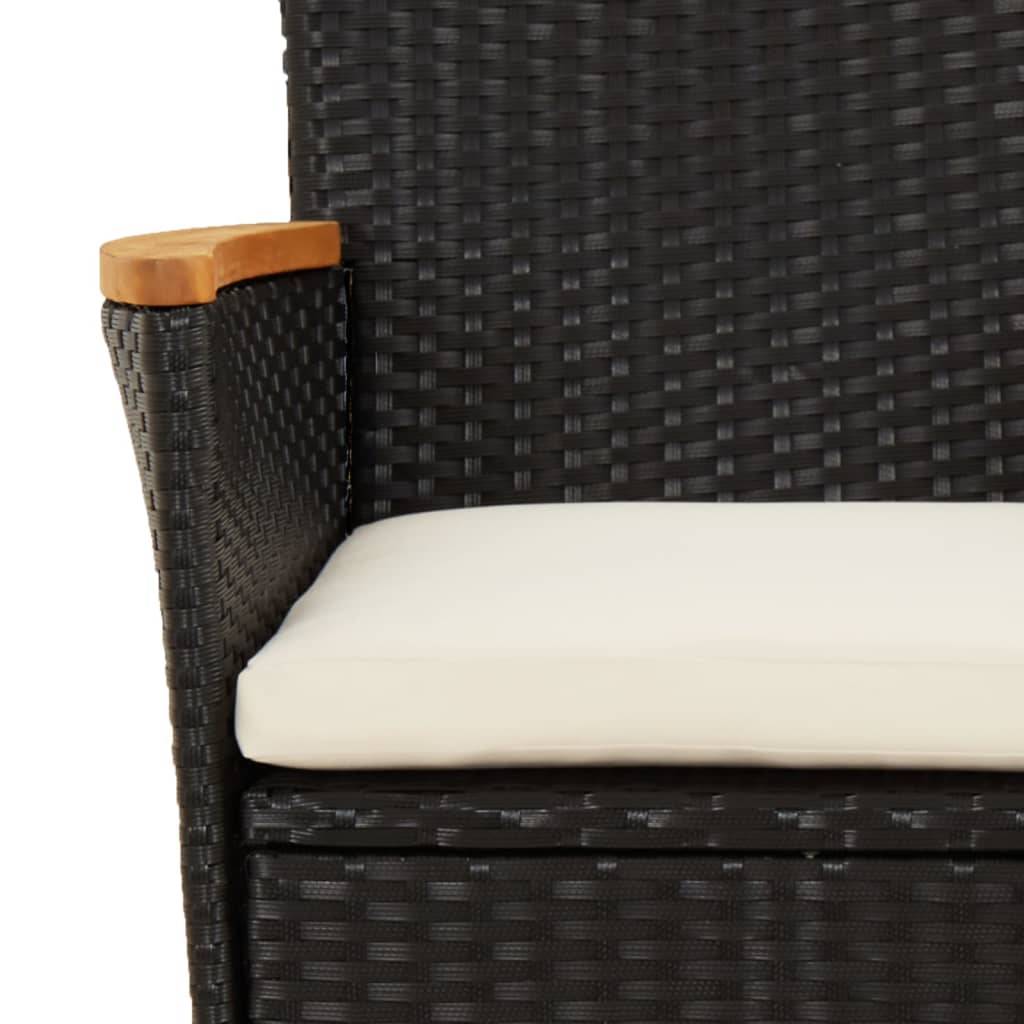 vidaXL 3-tlg. Garten-Essgruppe mit Kissen Schwarz Poly Rattan