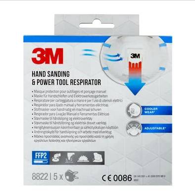 3M Maske für Hand- und Maschinenschleifen 8822 - FFP2 - Halbmasken-Atemgerät - Luftreinigendes Atemgerät - FFP2 - Konstruktion - Gas & oil - Indust